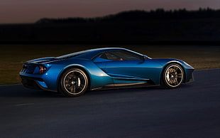 blue and black convertible coupe, car, Ford GT, race tracks