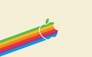 multicolored Apple logo, Apple Inc., simple background, minimalism