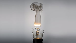 white halogen lamp, lightbulb, smoke