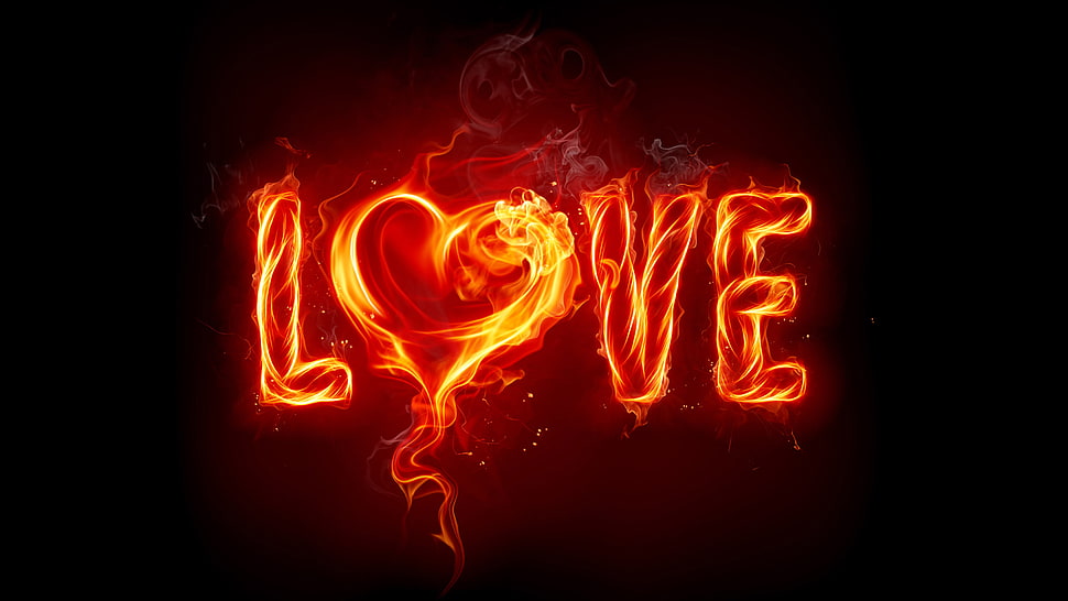 flame Love print HD wallpaper