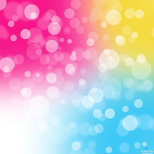 pink, blue, white, and yellow abstract wallpaper