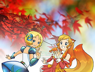 yellow and orange anime girl characters