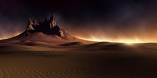 brown rock formation, landscape, nature, desert, dune