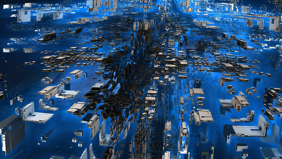white abstract painting, 3D, abstract, blue HD wallpaper