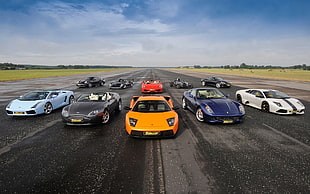assorted-color sports cars, car, Ferrari, Aston Martin, Ariel Atom 300