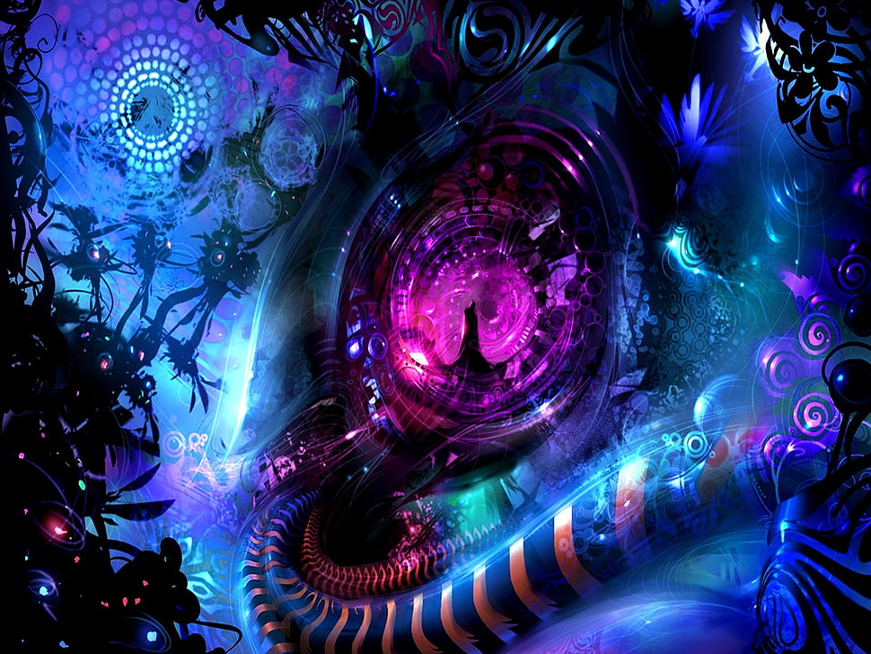 multicolored abstract digital wallpaper, abstract, psychedelic HD wallpaper