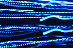 blue light strips, Stripes, Wavy, Neon HD wallpaper