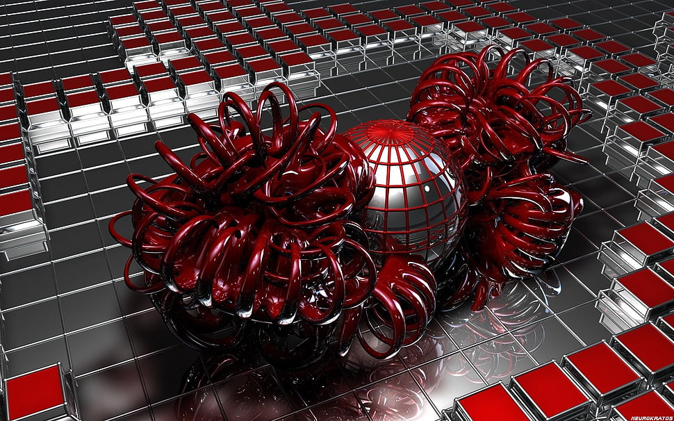round red and gray spiral structure wallpaper, abstract, digital art, artwork HD wallpaper