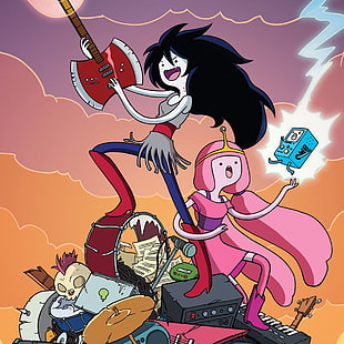 Spider-Man comic book, Adventure Time, Marceline the vampire queen, Princess Bubblegum, BMO HD wallpaper