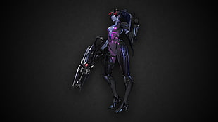black and purple robot illustration, Overwatch, video games, digital art, Widowmaker (Overwatch)