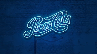 blue Pepsi-Cola neon light signage, Pepsi, neon, typography, blue