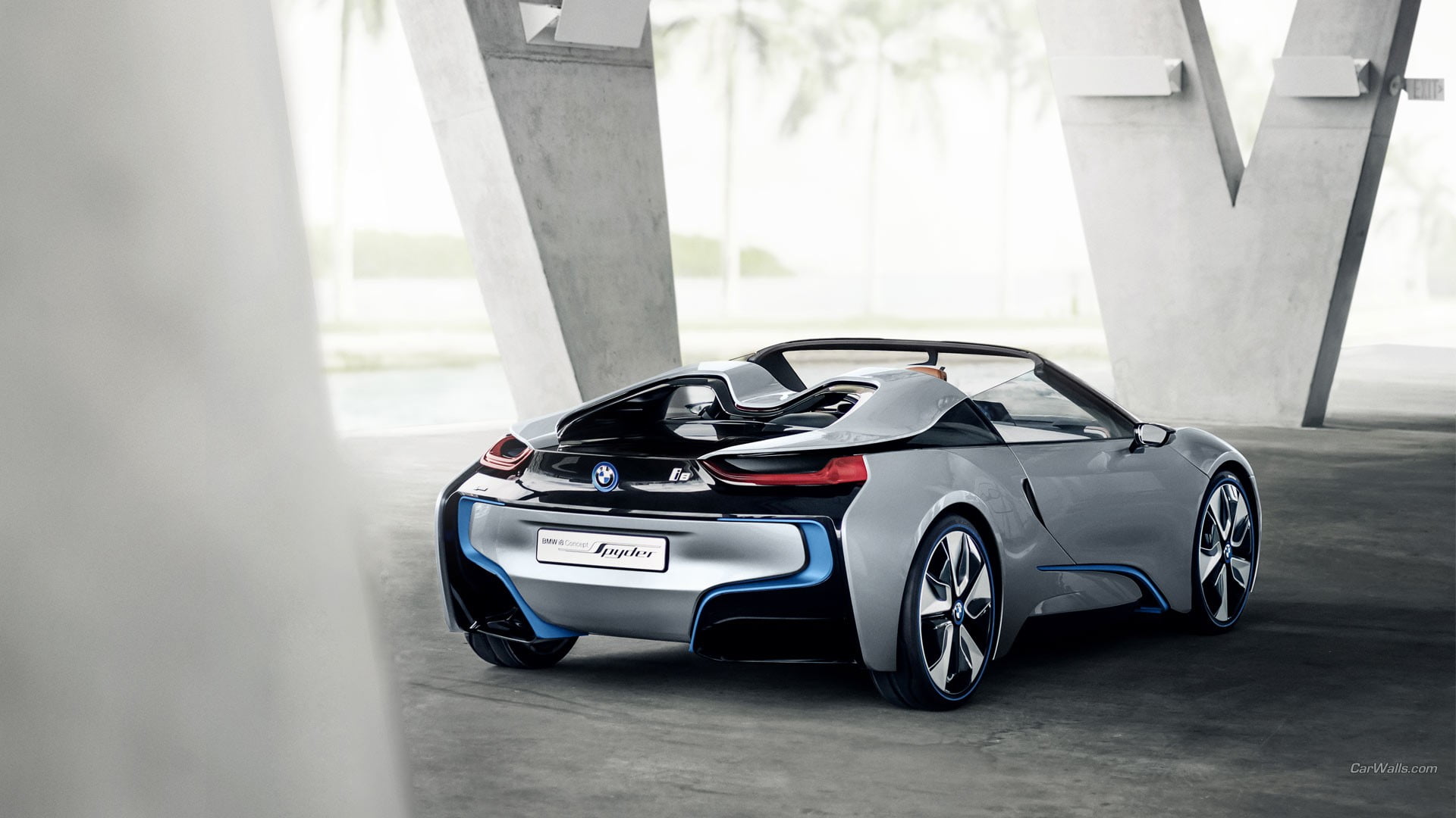 silver convertible sports coupe, BMW i8, car