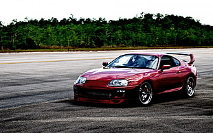red coupe, Toyota Supra, car, tuning, JDM