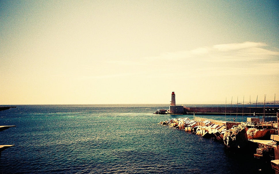 white lighthouse, nature HD wallpaper
