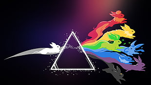 rabbit and triangle illustration HD wallpaper