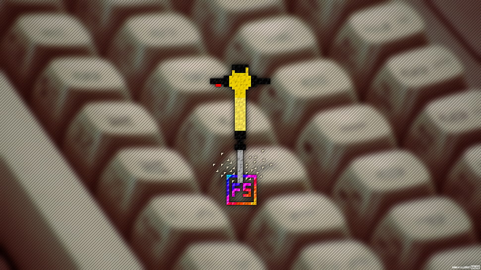 white computer keyboard, pixel art, Trixel HD wallpaper