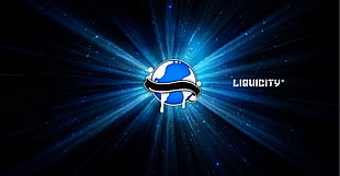 Luquidity logo, Liquicity, liquid drum and bass, blue, planet