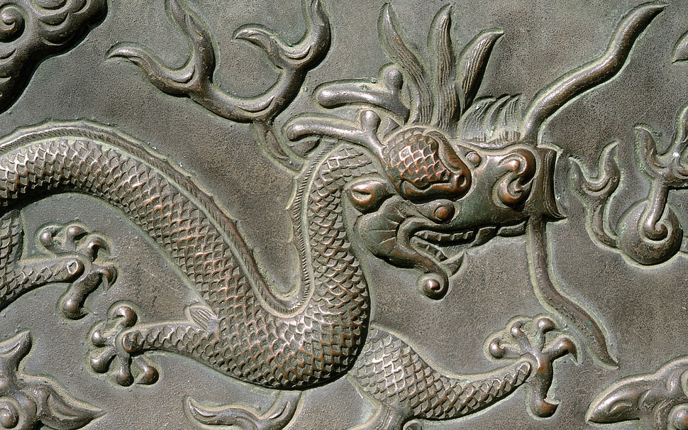 dragon engraved HD wallpaper