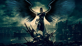 angel illustration, Dishonored, wings, video games, Corvo Attano