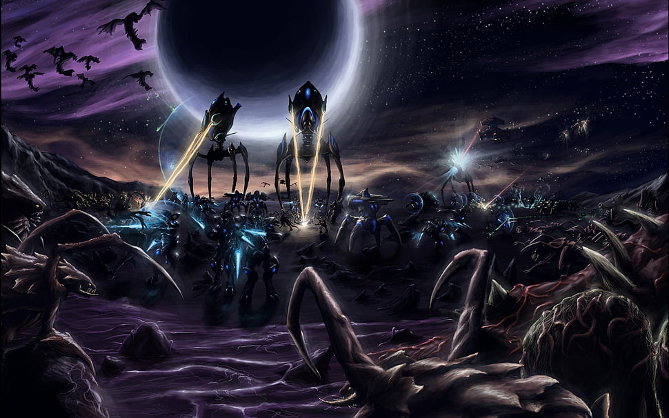 alien attacking people digital wallpaper HD wallpaper