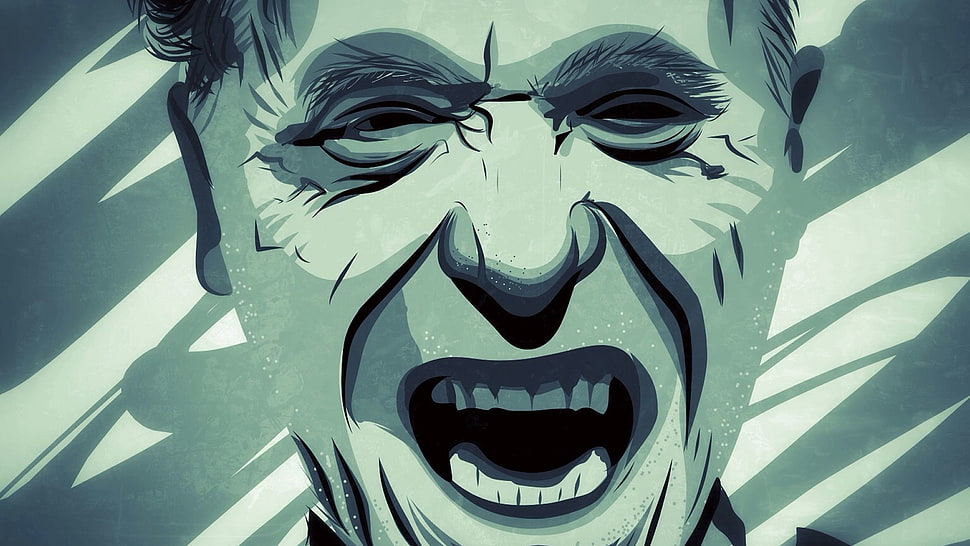 man face illustration, men, writers, Charles Bukowski, digital art HD wallpaper