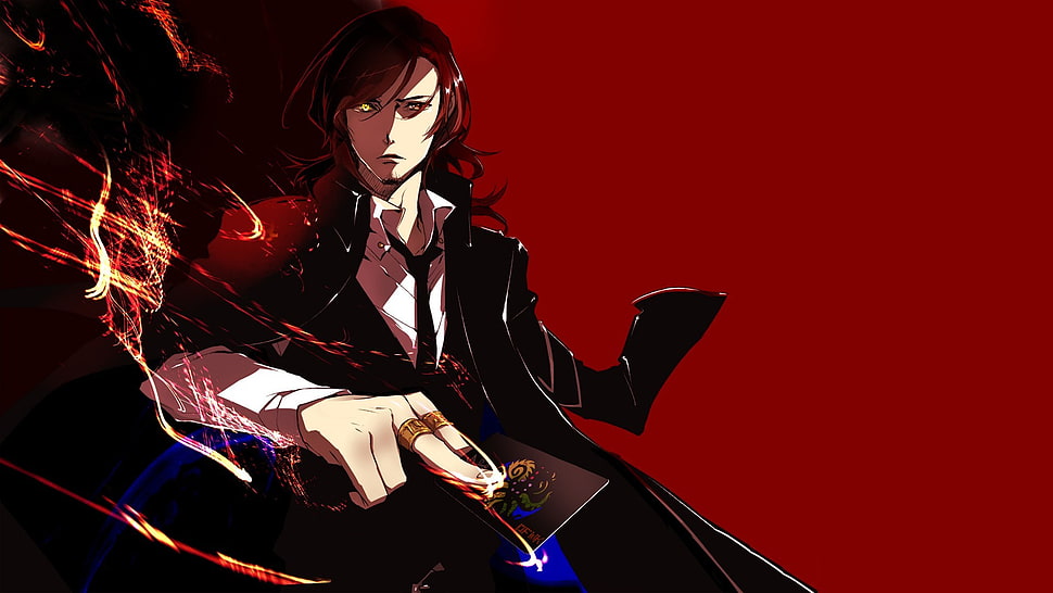 man holding card illustration, C: The Money of Soul and Possibility Control, Mikuni Souichirou, anime HD wallpaper