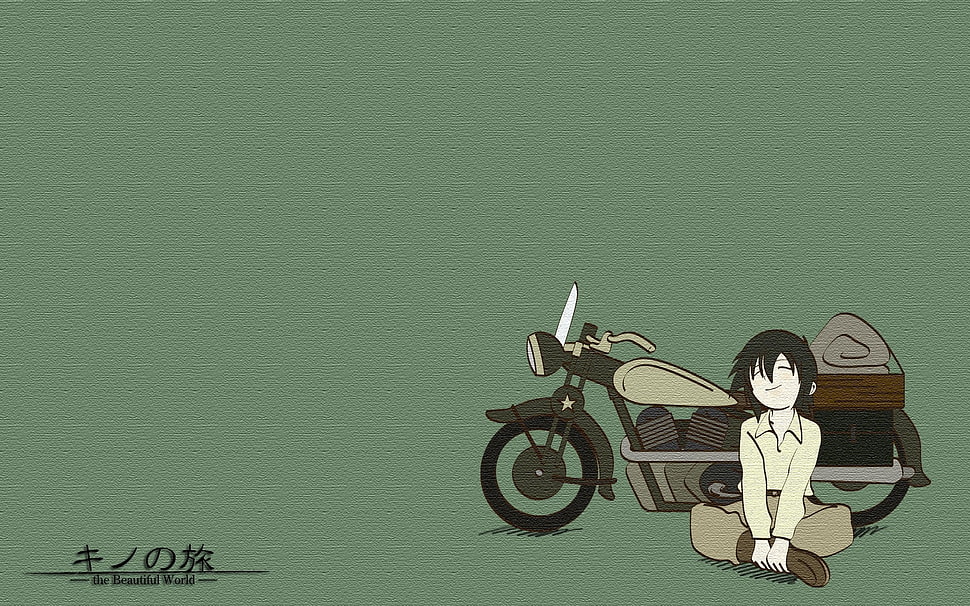 black and gray motorcycle illustration, anime, Kino no Tabi, Kino's Journey HD wallpaper