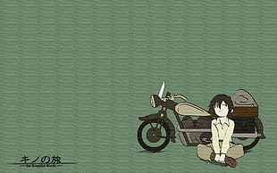 black and gray motorcycle illustration, anime, Kino no Tabi, Kino's Journey