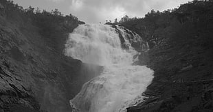 waterfalls, Kjosfossen, waterfall, monochrome HD wallpaper