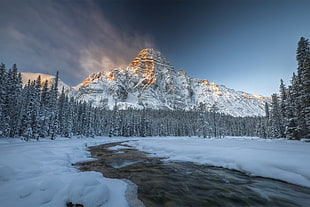 snowy mountain, nature, landscape, mountains, snow HD wallpaper