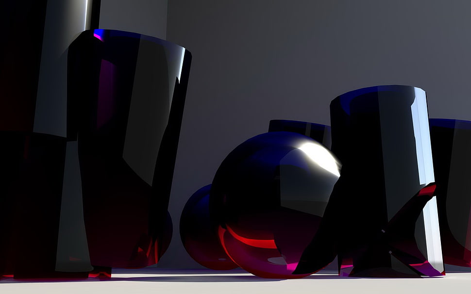 black and red glass display HD wallpaper