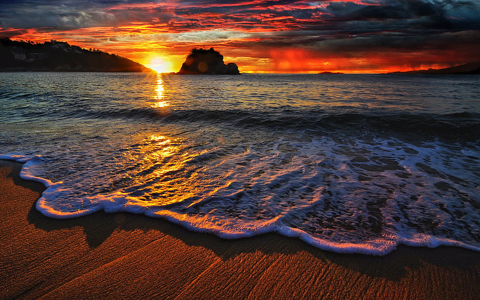 sunset over the horizon HD wallpaper