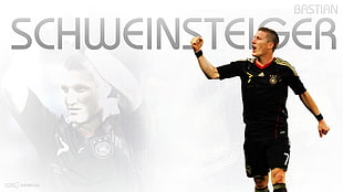 Bastian Schweinsteiger with text overlay, Bastian Schweinsteiger, FC Bayern , soccer, Bundesliga