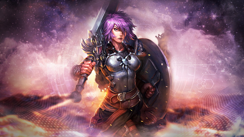 female character with sword illustration, Bellona (Smite), Smite HD wallpaper