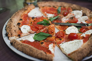 selective focus photography of pizza
