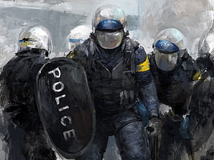 Policemen illustration, police, artwork HD wallpaper