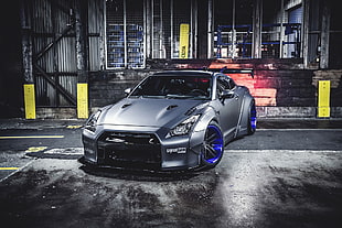 gray coupe, Nissan GTR, modified, Nissan, silver cars