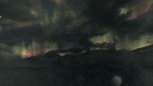 The Elder Scrolls V: Skyrim, aurorae, landscape, clouds