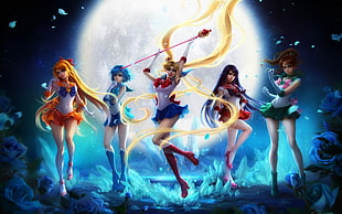 Sailor Moon, Sailor Mars, Sailor Mercury, Sailor Jupiter HD wallpaper