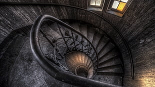 black helix spiral stairway wallpaper