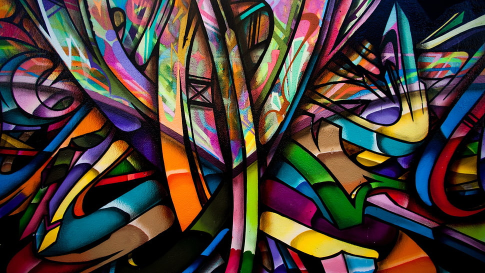 graffiti art, abstract, colorful, graffiti, wall HD wallpaper