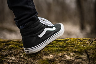 unpaired black Sk8-Hi, Sneakers, Shoes, Legs HD wallpaper