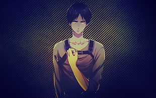 male anime character illustration, Shingeki no Kyojin, Eren Jeager, anime, anime boys