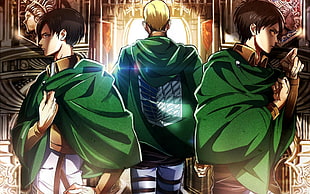 Attack On Titans digital wallpaper, Shingeki no Kyojin, Eren Jeager, Levi Ackerman, anime HD wallpaper