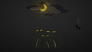 three black cats illustration