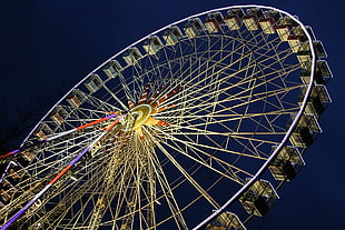 low angle photography of ferris wheel at night time HD wallpaper