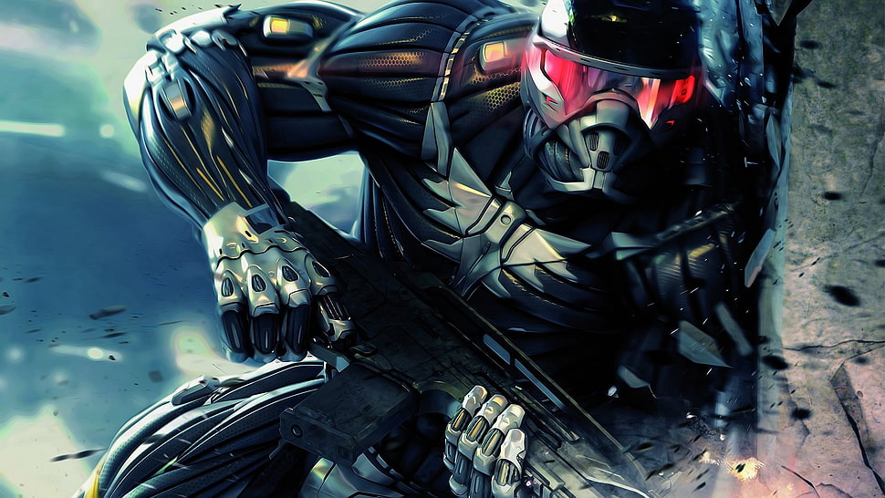 fictional character wearing black suit digital wallpaper, Crysis, video games HD wallpaper