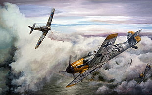 four flying planes illustration, military aircraft, aircraft
