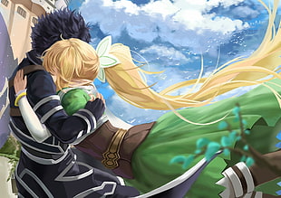 Leafa and Kirito from alfheim online HD wallpaper