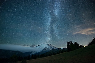 milky way sky, stars, space, planet, mountains